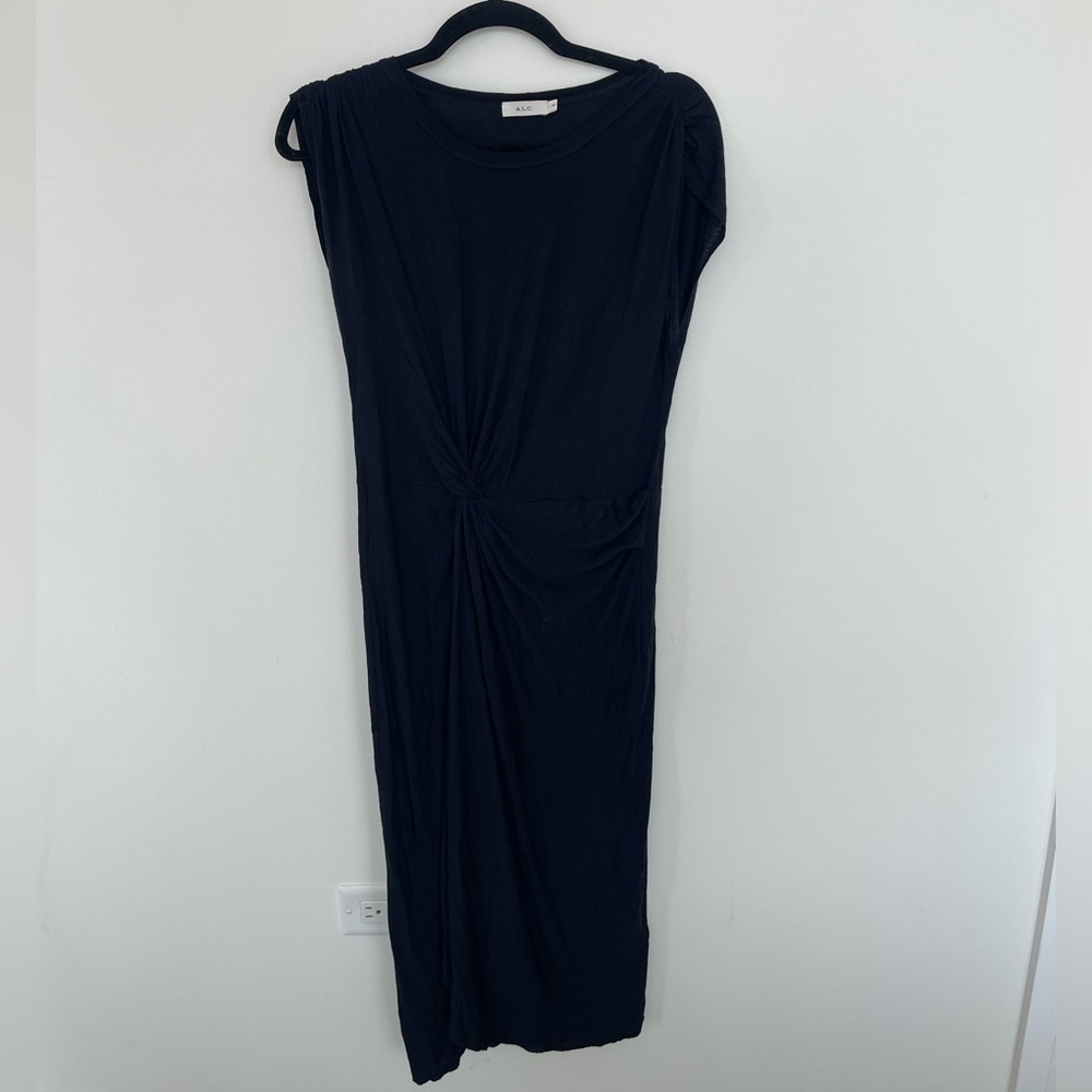 ALC Navy Knot Front Midi Dress